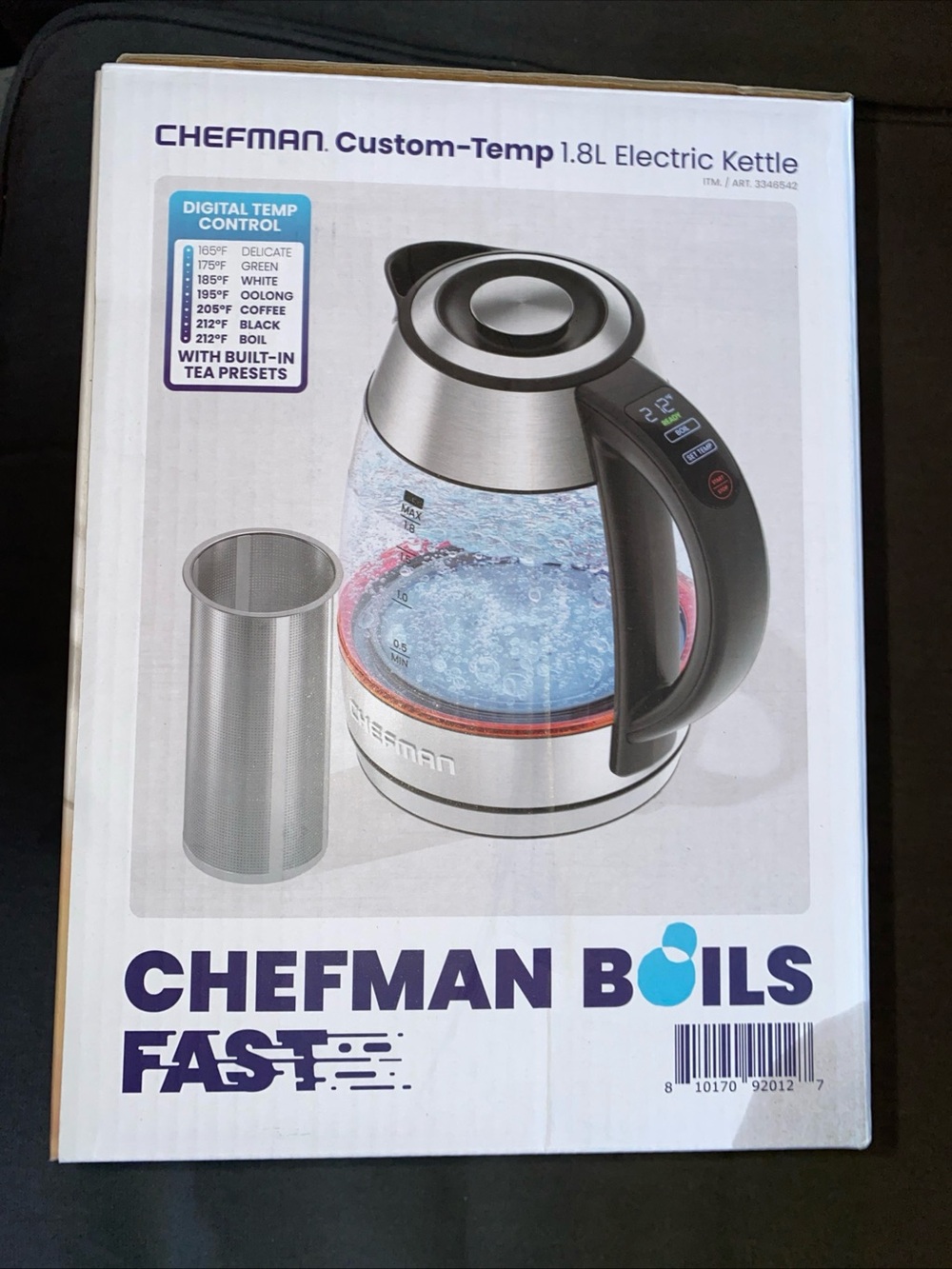 Chefman -Temp 1.8L Electric Kettle - Stainless Steel/Black1500W Digital Control